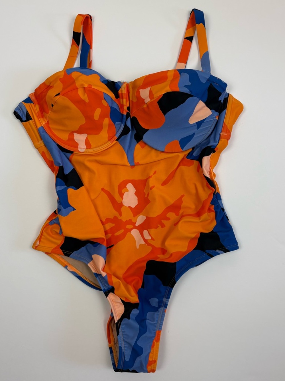 Tabitha Brown x Target One Piece Orange & Blue Floral Swimsuit Size 16 Underwire